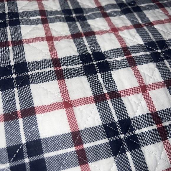 Tommy Hilfiger Reversible Plaid Stripe Blue Queen Comforter Sham Queen Set NWOB - Picture 2 of 8